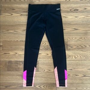 🔥 PINK Victoria’s Secret Black & Pink Colorblock Athletic Leggings - Size XS 🔥